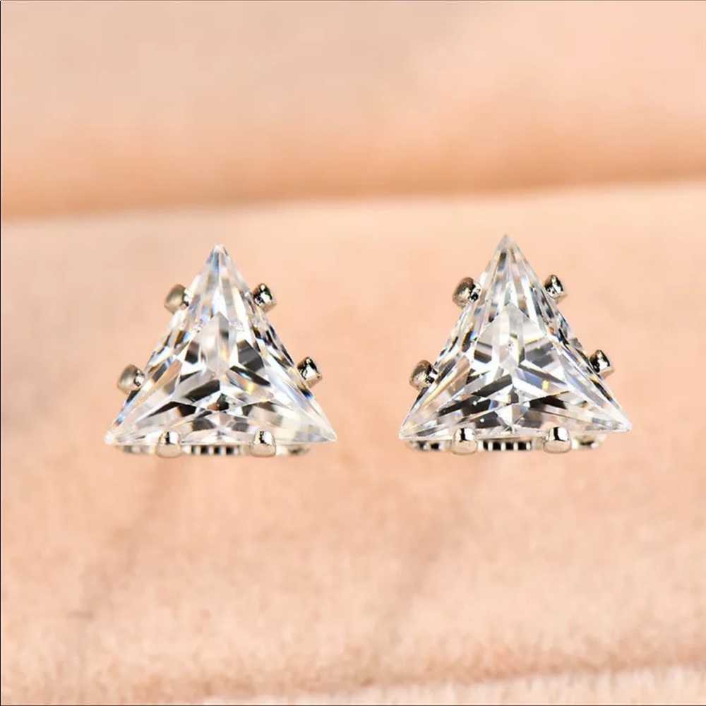 Beautiful Small Diamond Triangle Earrings